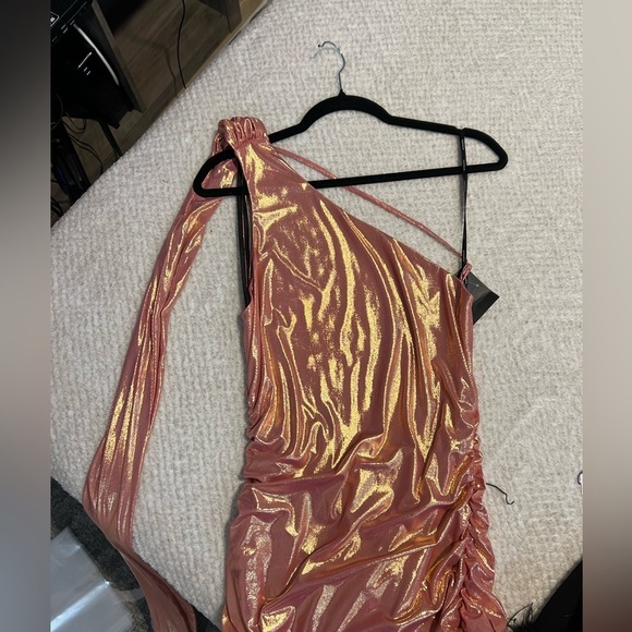 NWT Retrofete Shannon Dress in golden peach - pink metallic - Size L - Picture 10 of 13